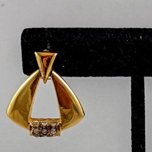 Gold Plated 925 Sterling Silver Cubic Zirconia Pierced Earrings